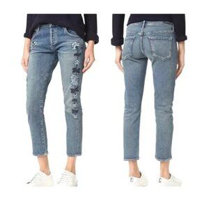 Citizens of Humanity Emerson Slim Boyfriend Embroidered Denim Jeans Size 26 Boho